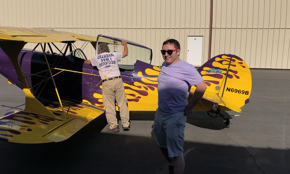 Ashton Clemens getting Aerobatic Duel in my old S2-A Pitts from my good friend, Dennis Brown, from Redlands CA.